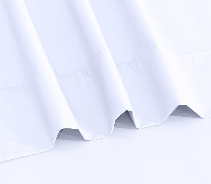 RUVANTI 100% Cotton King Size Sheets Set, 4 Pieces, Soft & Breathable Percale Weave Bedding, Deep Pocket 16", Hotel Standard, Crisp Cool Feel, Durable, Perfect Dyed Bed Sheet, Bright White