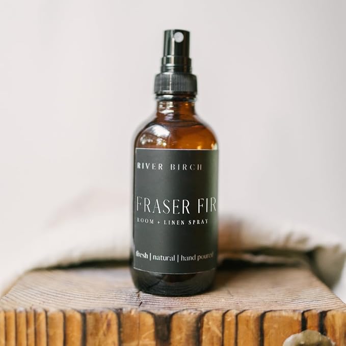 River Birch Fraser Fir Scented Linen and Room Spray | Home Fragrance | 4 oz Glass Amber Bottle | Luxury Signature Scent | Handmade in Texas