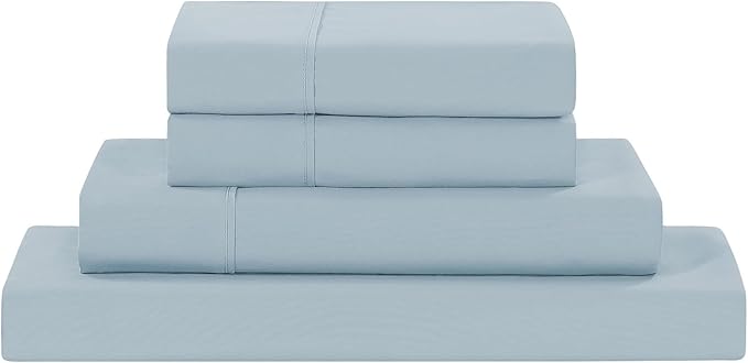 Modern Threads Soft Microfiber Solid Sheets - Luxurious Microfiber Bed Sheets - Includes Flat Sheet, Fitted Sheet with Deep Pockets, & Pillowcases Blue Mist Full