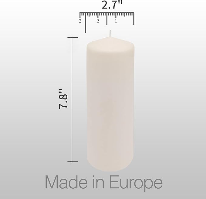 HomeLights Pillar Candles - 2.7x8 inch | 80 Hours Burning, 6 Count - White Unscented Smokeless European Pillar Candles - Perfect for Wedding, Parties, Spas, Home Gatherings and Dinner