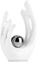 XMGZQ White Ceramic Abstract Statues and Sculptures,White and Sliver Art Ceramic Statues,Modern Home Decor for Living Room,Dining Table, Coffee Table,Shelf, Entrance,Home Desktop Sculpture Home Decor