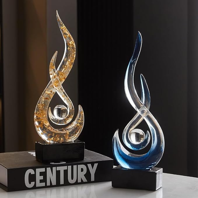 Modern Abstract Art Table Decoration,Resin Gold Statue Modern White Ornaments for Living Room Great Gift Idea Home Decor 5 * 2.5 * 10.5 inch,Collectibles