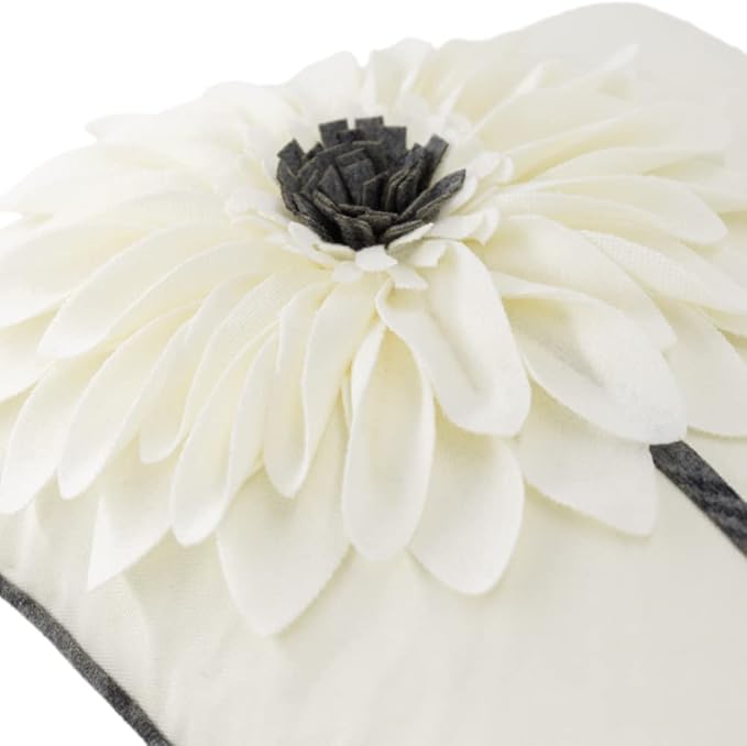 JWH Decorative Flower Throw Pillow Covers 3D Sunflower Pillow Case Velvet Cushion Floral Pillowcase for Bed Living Room Couch Chair Decor 18x18 Inches Creamy White Black