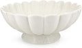 Large Fruit Bowl for Kitchen Counter-10.6" White Ceramic Fluted Scalloped Decorative Footed Bowl -Elegant Pedestal Display Bowls for Entryway Table, Perfect for Housewarming &Wedding Gift