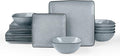 Famiware Ocean Square Plates and Bowls Set, 18 Pieces Dinnerware Sets, Dishes Set for 6, Reactive Glaze, Microwave and Dishwasher Safe, Scratch Resistant, Grey