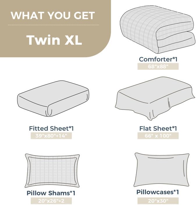 HYMOKEGE Mint Green Twin XL Comforter Set Seersucker 5 Pieces, All Season Luxury Bed in a Bag for Bedroom, Bedding Set with Comforter, Sheets, Pillowcase & Sham