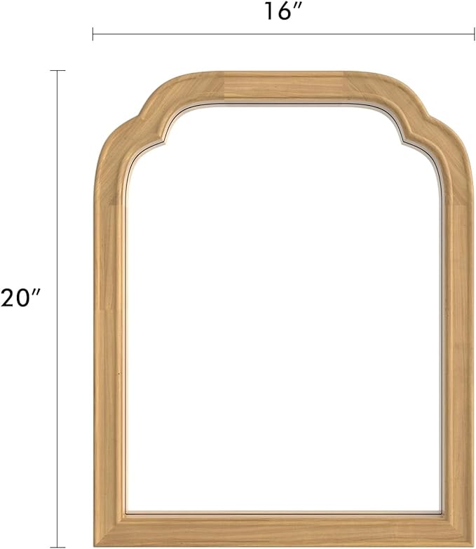 HOMECOOKIN Wood Bathroom Mirrors for Wall Mounted, 16" x 20" Rustic Wood Frame Wall Mirrors Decorative for Living Room or Bedroom Vanity Mirror (Natural) B