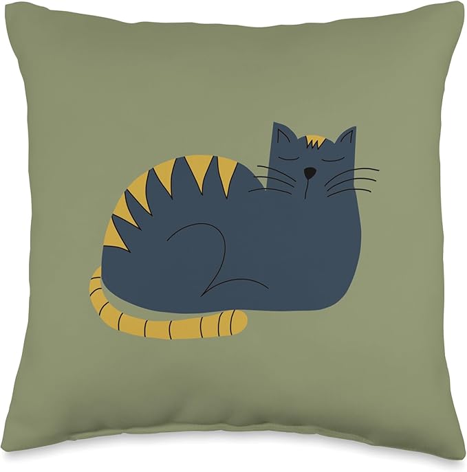 Cute Scandinavian Animals Designs Scandinavian Mom Boho Cat Khaki Throw Pillow, 16x16, Multicolor