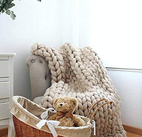 Knitted Throw Blanket for Sofa,Handmade Knit Chunky Blanket Throw Sofa Throw for Gift Sofa Bed,Chunky Knit Blanket(Camel 80"x80")