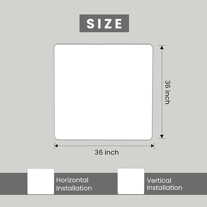 Brushed Nickel Bathroom Mirror 36x36 Inch, Brushed Silver Metal Frame Mirror Wall Mounted, Rounded Bathroom Vanity Mirror, Tempered Glass, Anti-Rust, Horizontal/Vertical