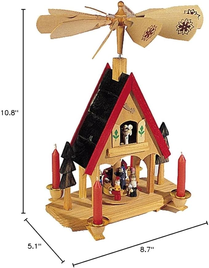 Kurt Adler Wood Alpine House Carousel with Candles, 12-Inch