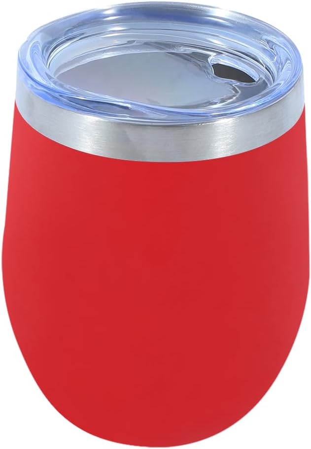 Dongni Stemless Insulated Wine Glass Tumbler,12 oz Stainless Steel Stemless Wine Glass Keeps Beverages Cold for 6 Hours, Hot for 3 Hours Non-Slip, Easy-Grip Insulated Cup(Red 1pack)
