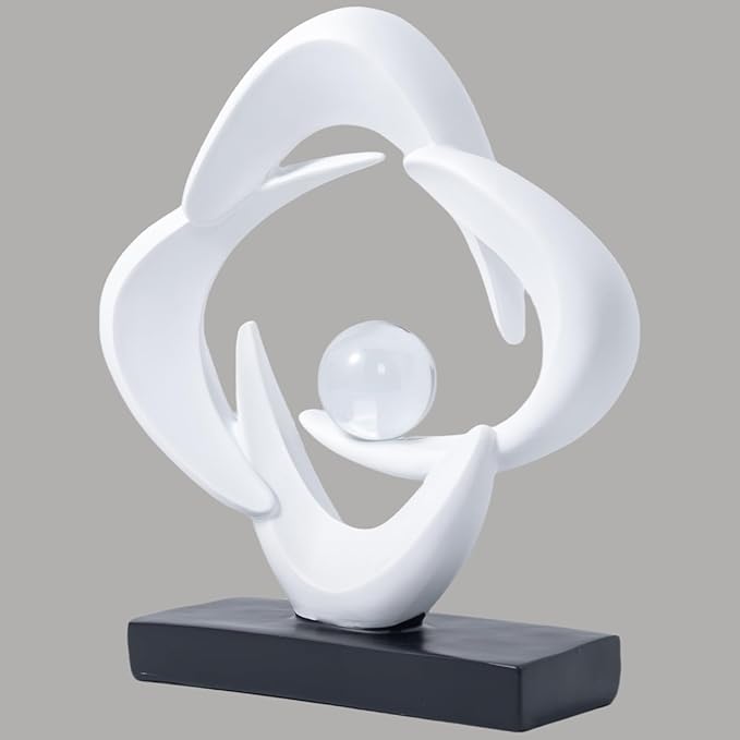 Modern Home Decor Abstract Decorative Sculpture Decorations for Living Room Dining Room Office, Resin Art Statues Coffee Table Bookshelf Decor Accents (White)