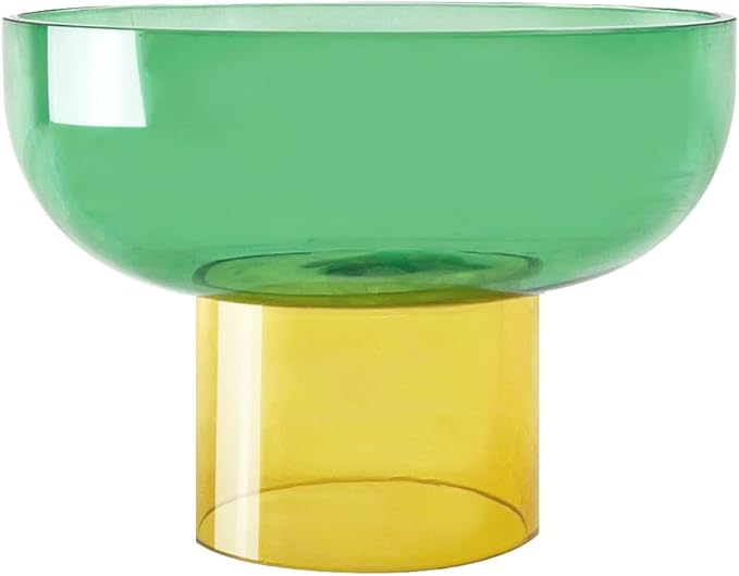 Cloudnola Reversible Decorative Glass Bowl, Green and Yellow, 7" dia x 5", For Entertaining, Fruit Bowl, Centerpiece Bowl, Ideal Gift for Weddings, Birthday, Anniversary or Any Occasion