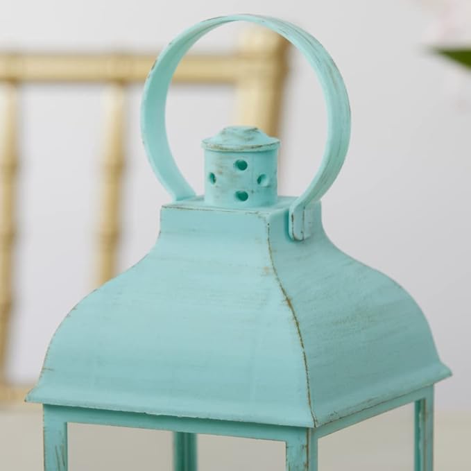 Kate Aspen LED Vintage Decorative Blue Lantern - Marrakesh (Set of 2) -Rustic Home Farmhouse Décor Lantern, One Size