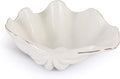 White Shell Decorative Bowl – 7.9" Resin Clam Shell with Gold Rim, Coastal Centerpiece for Bathroom Vanity, Entryway, or Living Room, Jewelry Holder, Key Tray, Fruit Bowl, Beach House Decor