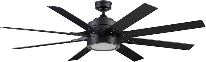 Honeywell Ceiling Fans Xerxes Modern 62 Inch Ceiling Fan with Light, Remote Control Fan, LED Indoor Fan with 8 Blades, Matte Black and Ash Blade Finish Options, Matte Black (51473-01)