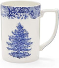 Spode Blue Italian Christmas Mug, 12oz - Elegant Holiday Drinkware with Iconic Christmas Tree Motif, Dishwasher & Microwave Safe Festive Mug for Hot Cocoa, Tea, Coffee Lovers - Ideal for Bar Cart