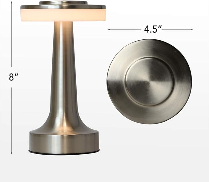 O’Bright Portable LED Table Lamp with Touch Sensor, 3-Levels Brightness, Rechargeable Battery Up to 48 Hours Usage, Night Light for Kids Nursery, Nightstand Lamp, Bedside Lamp (Silver)