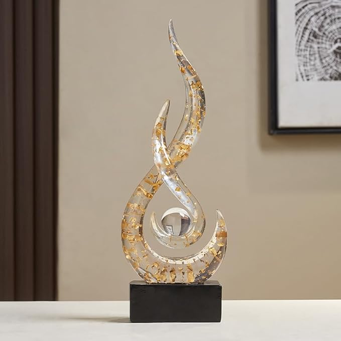 Modern Abstract Art Table Decoration,Resin Gold Statue Modern White Ornaments for Living Room Great Gift Idea Home Decor 5 * 2.5 * 10.5 inch,Collectibles