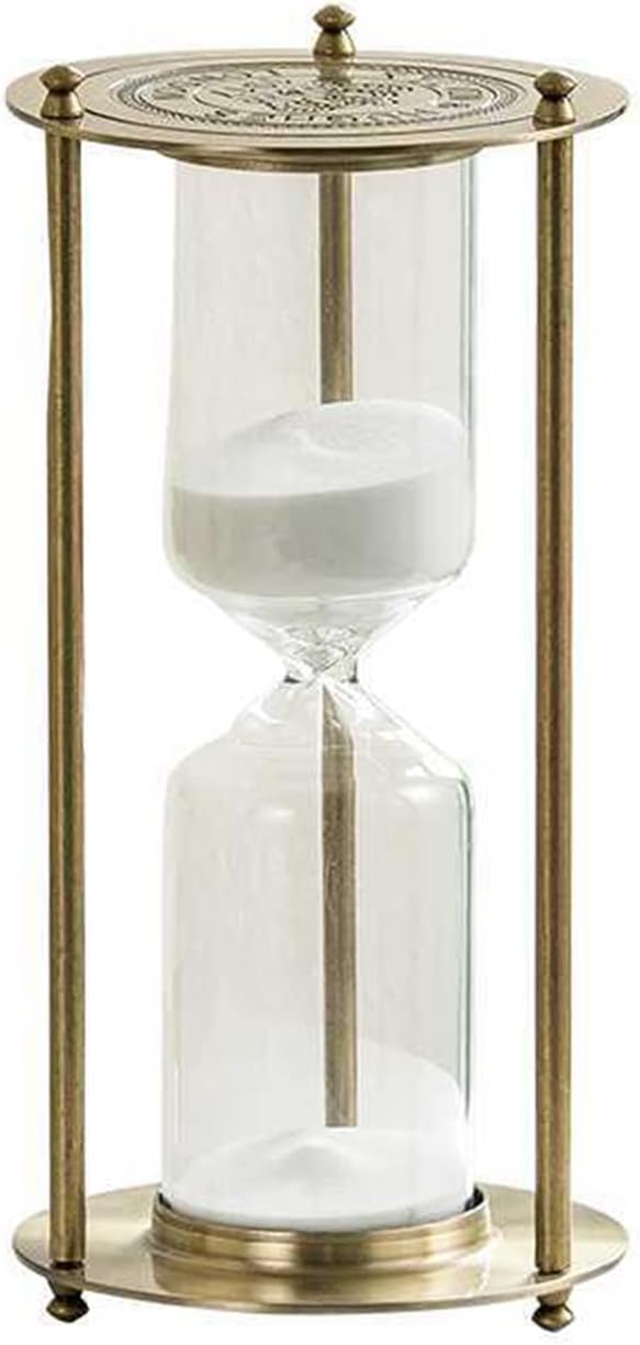 Embossed Golden Hourglass Timer - 15 Min, Desk Decor for Vintage & Office, Wedding Gifts (B)