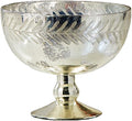Serene Spaces Living Silver Etched Leaf Mercury Glass Bowl, Vintage Compote Bowl (Pack 1)