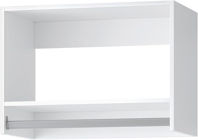 ROOMTEC 19.5" Tall Hanging Closet Unit, Modular Closet System with Hanging Rod, Wardrobe Organizer for Bedroom or Walk-in Closet, Wall Mounted, Customizable Clothes Storage Unit, White