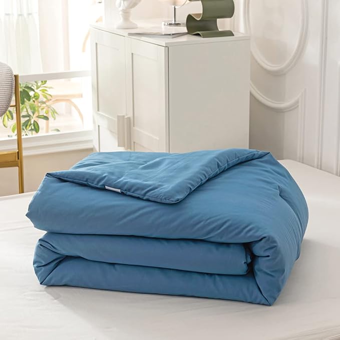 KAREVER Lake Blue Comforter Set Twin Solid Blue Bedding Quilt Set Boys Bright Blue Blanket Set for Kids Teens Lightweight Breathable Durable Women Bed Comforter Set