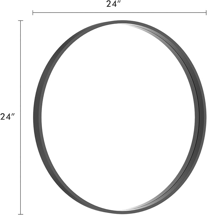 HOMECOOKIN Round Wood Mirror, 24" Round Bathroom Wall Mirror Circle Mirrors for Wall Decor, Vanity, Living Room, Bedroom, Entryway, Black