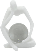 Lukitas Resin Thinker Statue - Holding Crystal Ball Sculpture, Modern Abstract Collectible Figurine for Home Office Bookshelf Decor, White Sand 7.5''