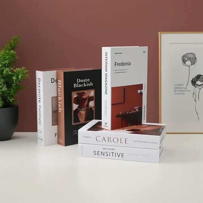 5 Pcs Fake Books for Decoration, Luyseyha Decorative Books for Coffee Table Decor, Room Decor Aesthetic, Faux Books Decor for Bookshelf, Shelf, Hollow Home Decor Books for Bedroom Room, Living Room
