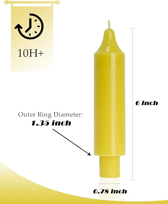 Beeswax Taper Candles Short Candle Sticks Unscented Dinner Candle Dripless for Home Decor,Set of 4,Yellow