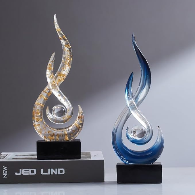 Modern Abstract Art Table Decoration,Resin Gold Statue Modern White Ornaments for Living Room Great Gift Idea Home Decor 5 * 2.5 * 10.5 inch,Collectibles