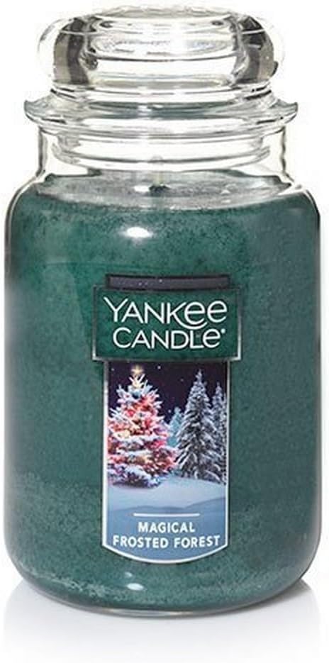 Yankee Candle Magical Frosted Forest Scented, Classic 22oz Large Jar Single Wick Candle, Over 110 Hours of Burn Time