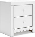 Signature Design by Ashley Mollviney Minimalist 2 Drawer Nightstand with USB Ports, 24.25" Tall, White