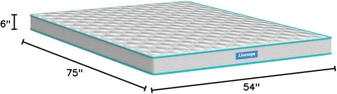 Linenspa 6 Inch Mattress - Firm Feel - Bonnell Spring with Foam Layer - Mattress in a Box - Youth or Kids Bed - Guest Bedroom - Durable and Breathable Support - Affordable - Full Size