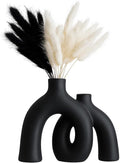 Matte Black Vase Set - Hug Donut vase, Black Ceramic Vases, Home Decor, Modern Minimalist Decorative Vase, Table Centerpiece, Bookshelf, Office Entryway,Console,Fireplace,bedrooms(Matte Black)