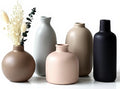 CUCUMI Ceramic Vase Set of 5, Home Decor Farmhouse Décor Handmade Pottery Vases for Pampas Grass, Dried Fresh Flowers, Table, Living Room, Kitchen, Shelf, Entryway Mantel Neutral Tones
