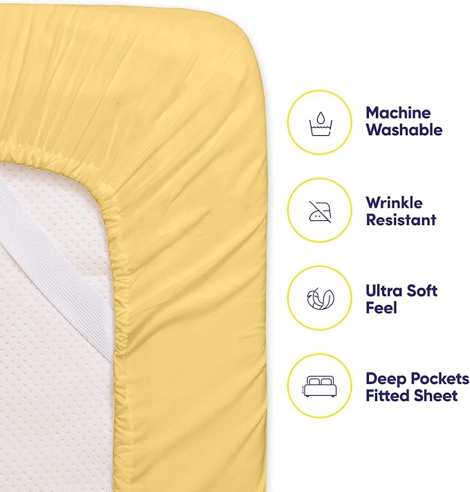 Twin XL Size Bed Sheets - 4 Piece 1500 Supreme Collection Fine Brushed Microfiber Deep Pocket Twin X-Large Sheet Set Bedding - 1 EXTRA PILLOW CASES, GREAT VALUE, Twin XL, Yellow