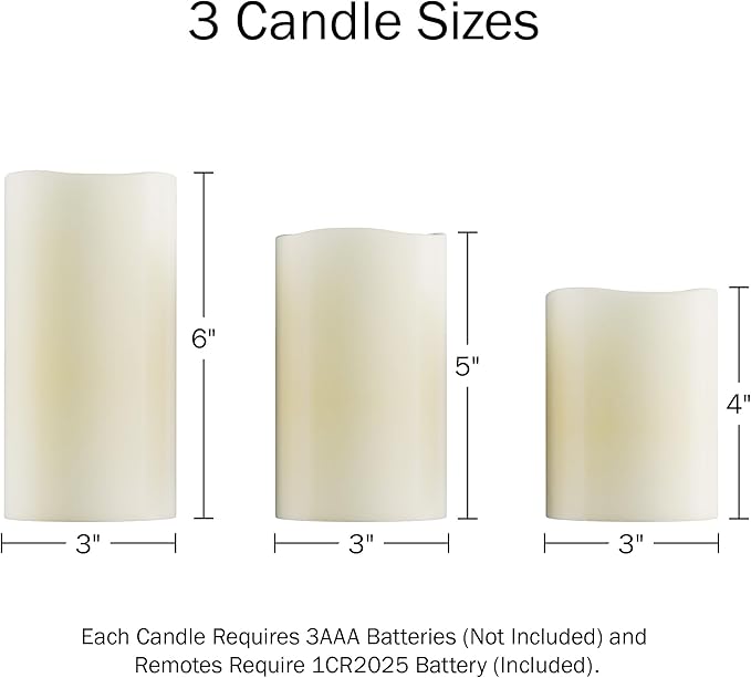Flameless LED Candles - 3-Piece Color Changing Flameless Candle Set with Remote for Home, Wedding, Bridal Shower, and Christmas Decor by Lavish Home