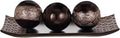 HomeRoots Tray and Orbs Balls | Centerpiece Table Decorations | Home Decor |Decorative Accents Balls for Living Room, Coffee, and Dining Table Decor |Set of 3 | Brown Decor