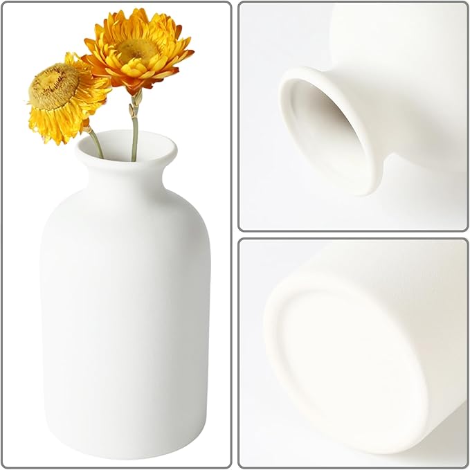 YANLING 6 Pcs White Vase Ceramic Vases for Home Decor, 5.6 inch White Ceramic Vases for Centerpieces Small Boho Vases, Pampas Grass Vases Table Vase for Dried Flowers Decor