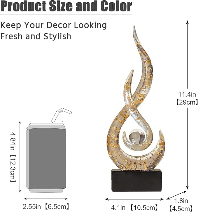 Modern Abstract Art Table Decoration,Resin Gold Statue Modern White Ornaments for Living Room Great Gift Idea Home Decor 5 * 2.5 * 10.5 inch,Collectibles