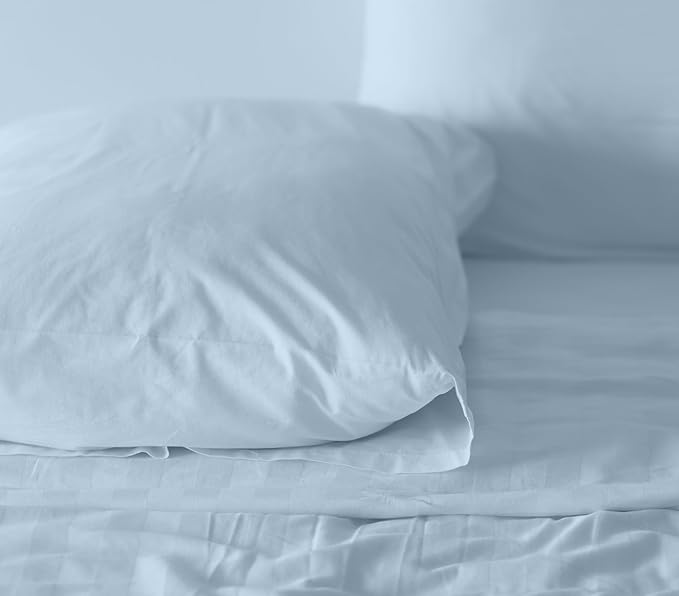 RUVANTI 100% Cotton King Size Sheets Set, 4 Pieces, Soft & Breathable Percale Weave Bedding, Deep Pocket 16", Hotel Standard, Crisp Cool Feel, Durable, Perfect Dyed Bed Sheet, Baby Blue