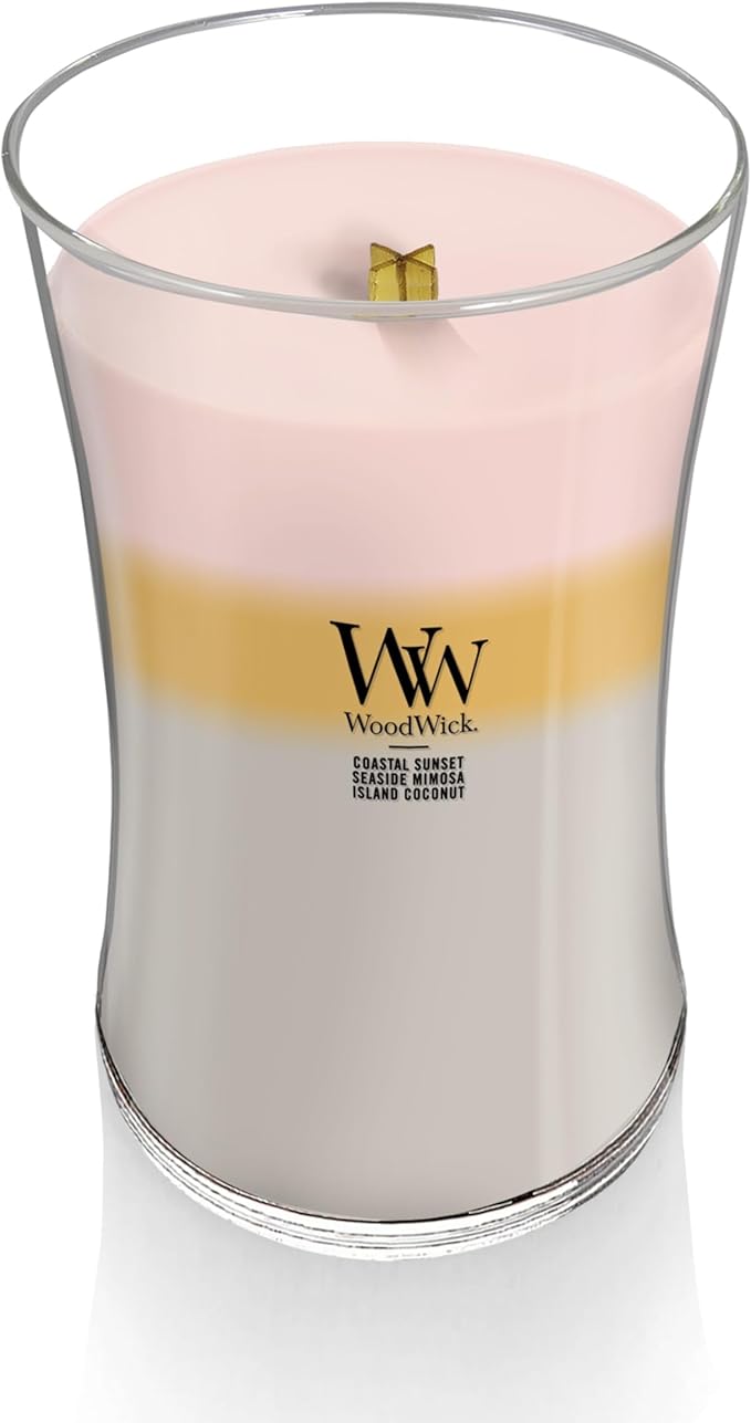 WoodWick Large Hourglass Candle Island Getaway - Premium Soy Blend Wax Pluswick Innovation Wood Wick Made in USA