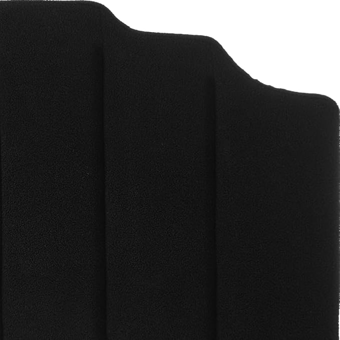 24KF Black Teddy Fabric Tufted King Upholstered Headboard, Modern Vertical Channel Design California King Headboard with Stepped Silhouette Top Edge,6026-K-Teddy Black
