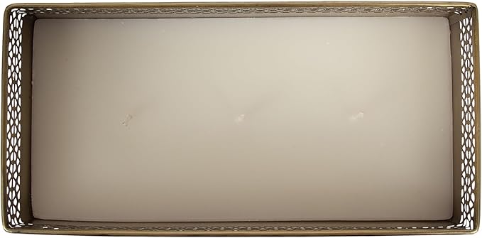 Kate and Laurel Pearce Rectangle Unscented Candle, 11 x 6 x 4, Antique Brass, Large Three-Wick Candle with Decorative Metal Vessel for Living Room Decor