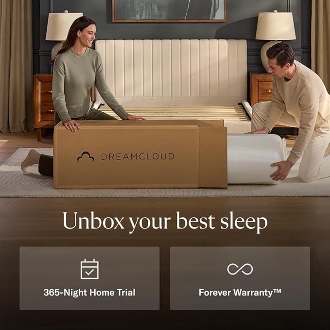 DreamCloud Premier 13" Twin Mattress - Luxury Hybrid Gel Memory Foam - 365 Night Trial - Fiberglass Free - Forever Warranty - Mattress in a Box - CertiPUR-US Certified