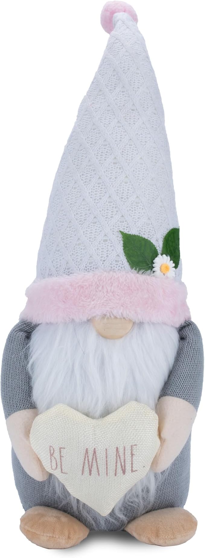 Rae Dunn Be Mine Valentine Gnomes – Gray & Pink Plush Gnome with Heart – Valentine’s Day Gnome Decor – All Season Ornaments – Valentine Gifts