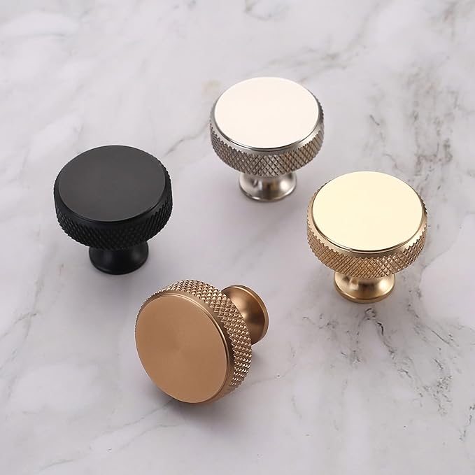 Asidrama 20 Pack Gold Kitchen Cabinet Knobs Knurled Dresser Knobs Drawer Knob Cabinet Hardware Aluminum Knob for Dresser Drawers
